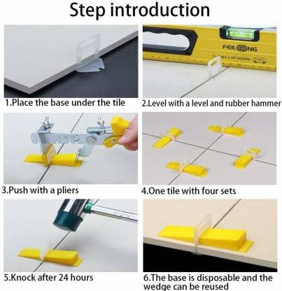 FLAMINGO ENTERPRISE FLAMINGO ENTERPRISE Tile Leveling System Wall Floor Spacer Tile Levelling Tools 50 Wedge and 50 Clips 3mm Lever Tool 5 cm  - Image 4