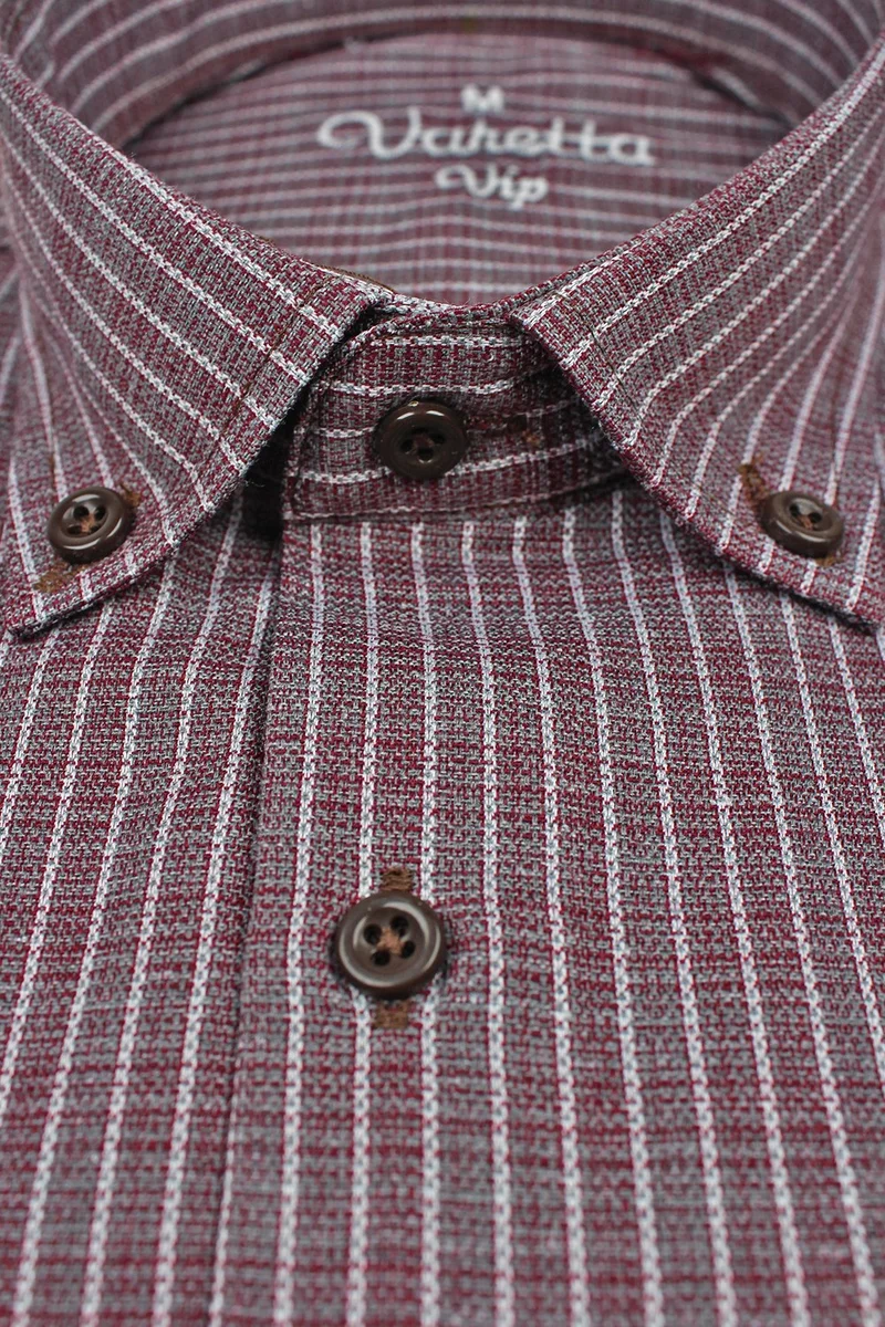 Varetta Men's Plum Short Sleeve Classic Cut Collar Buttoned One Pocket Shirt