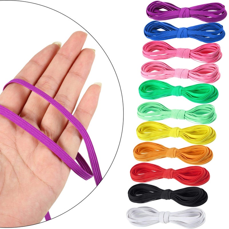 WILLBOND 12 Rolls Colored Elastic Band Foldover Elastic Cord Stretch Knitted Flat Band for Sewing Crafts DIY Comforter Cuffs(1/4 Inch X 4.4 Yard,Bright Colors) - Image 2
