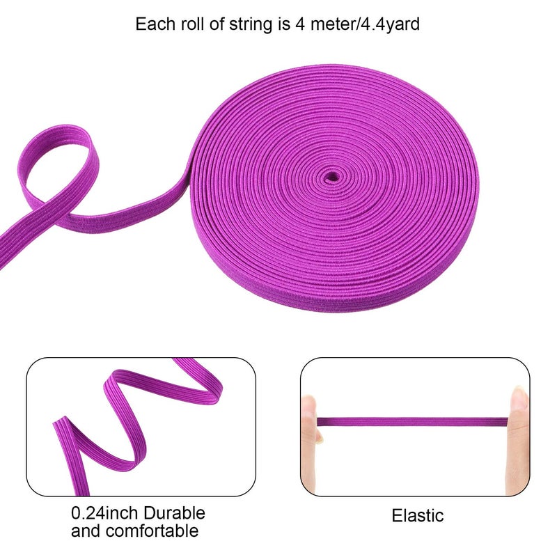 WILLBOND 12 Rolls Colored Elastic Band Foldover Elastic Cord Stretch Knitted Flat Band for Sewing Crafts DIY Comforter Cuffs(1/4 Inch X 4.4 Yard,Bright Colors) - Image 3