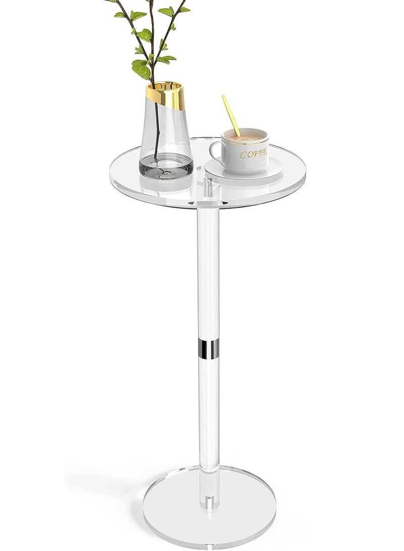 شو وو طاولة جانبية شفافة من الأكريليك، طاولة مشروبات دائرية حديثة لغرفة المعيشة وغرفة النوم والحمام والمكتب والأماكن الخارجية والأعمال التجارية، متينة وسهلة التركيب - Image 1