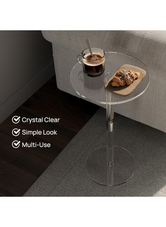 شو وو طاولة جانبية شفافة من الأكريليك، طاولة مشروبات دائرية حديثة لغرفة المعيشة وغرفة النوم والحمام والمكتب والأماكن الخارجية والأعمال التجارية، متينة وسهلة التركيب - Image 2