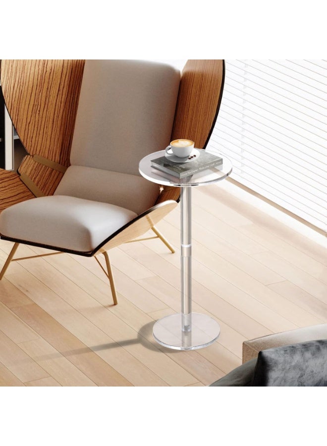 شو وو طاولة جانبية شفافة من الأكريليك، طاولة مشروبات دائرية حديثة لغرفة المعيشة وغرفة النوم والحمام والمكتب والأماكن الخارجية والأعمال التجارية، متينة وسهلة التركيب - Image 5