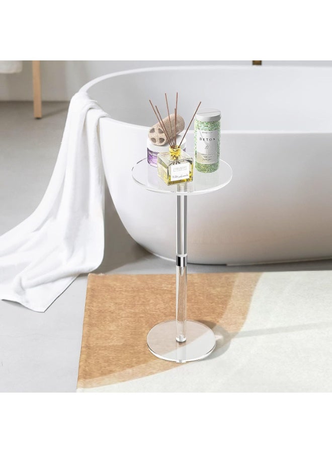 شو وو طاولة جانبية شفافة من الأكريليك، طاولة مشروبات دائرية حديثة لغرفة المعيشة وغرفة النوم والحمام والمكتب والأماكن الخارجية والأعمال التجارية، متينة وسهلة التركيب - Image 4