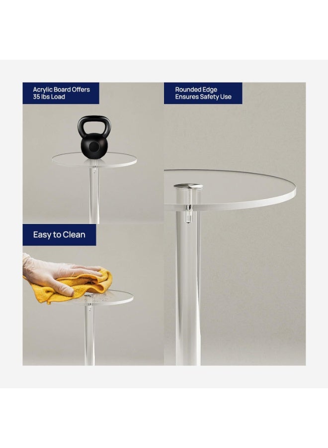 شو وو طاولة جانبية شفافة من الأكريليك، طاولة مشروبات دائرية حديثة لغرفة المعيشة وغرفة النوم والحمام والمكتب والأماكن الخارجية والأعمال التجارية، متينة وسهلة التركيب - Image 3