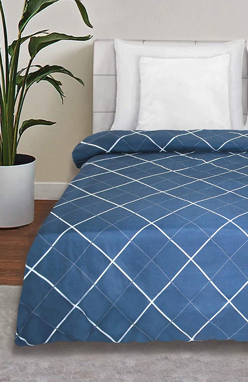 MORADO Glace Cotton 160 TC Single Bed Quilt Cover/Duvet Cover/Rajai Cover/Blanket Cover with Zipper (60 X 90 Inch, Blue) (BlueCross001) - Image 1