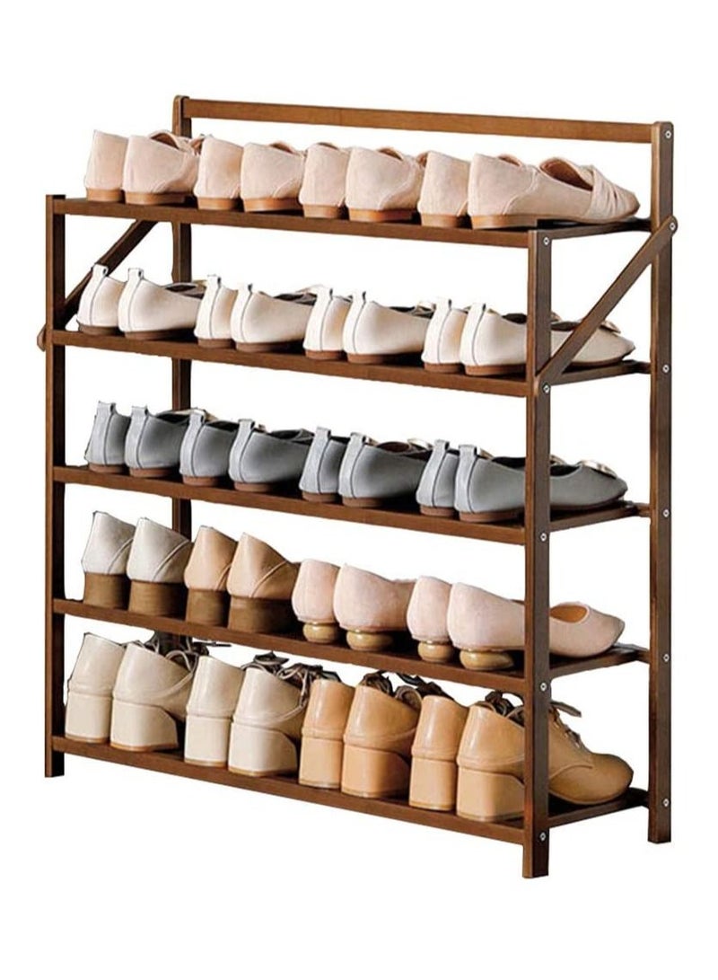 LINGWEI Wooden Foldable Shoe Rack Book shelf Towel Holder Flower Pot Stand Storage Organizer Free Standing Flower Pot Stand Multylayer Office Cabinet(5 Floor) - Image 1