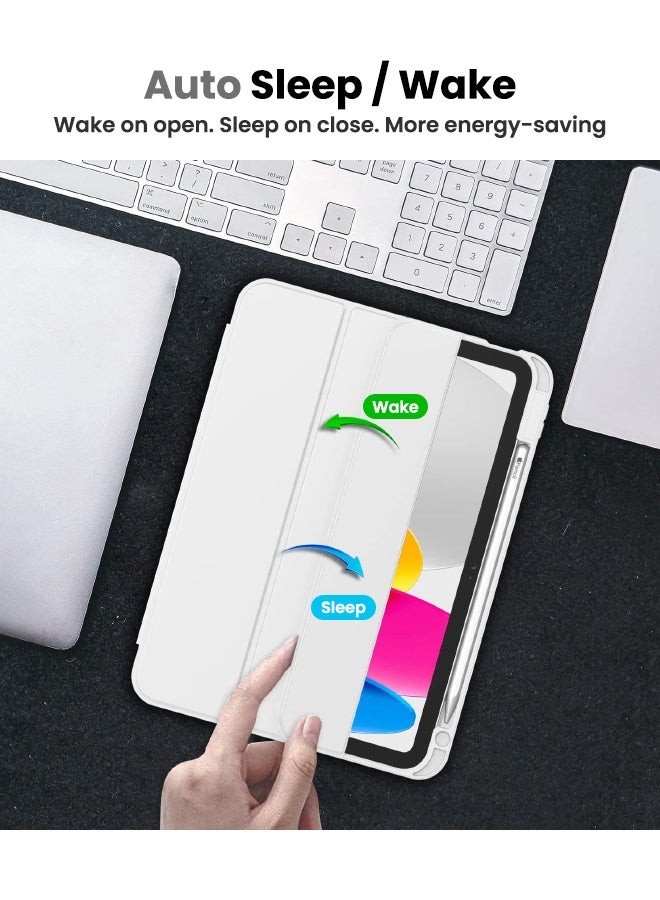 اس بي اف يا. حافظة iPad (A16) الجيل الحادي عشر مقاس 11 بوصة (2025) / iPad الجيل العاشر مقاس 10.9 بوصة (2022)، مع حامل قلم، وخاصية الإيقاظ/السكون التلقائي، وغطاء ذكي ثلاثي الطيات مع ظهر ناعم من مادة TPU، لون رمادي فاتح - Image 4