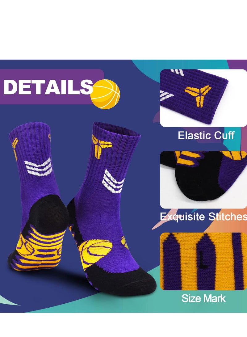 Unisex Youth Athletic Socks - 6 Pairs of Cotton Crew Mid Calf Sports Socks for Boys and Girls, Perfect for Basketball, Soccer, Hiking, and Outdoor Activities (12-15Y, XXL) - Image 3