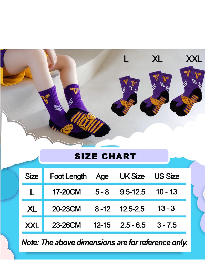Unisex Youth Athletic Socks - 6 Pairs of Cotton Crew Mid Calf Sports Socks for Boys and Girls, Perfect for Basketball, Soccer, Hiking, and Outdoor Activities (12-15Y, XXL) - Image 5