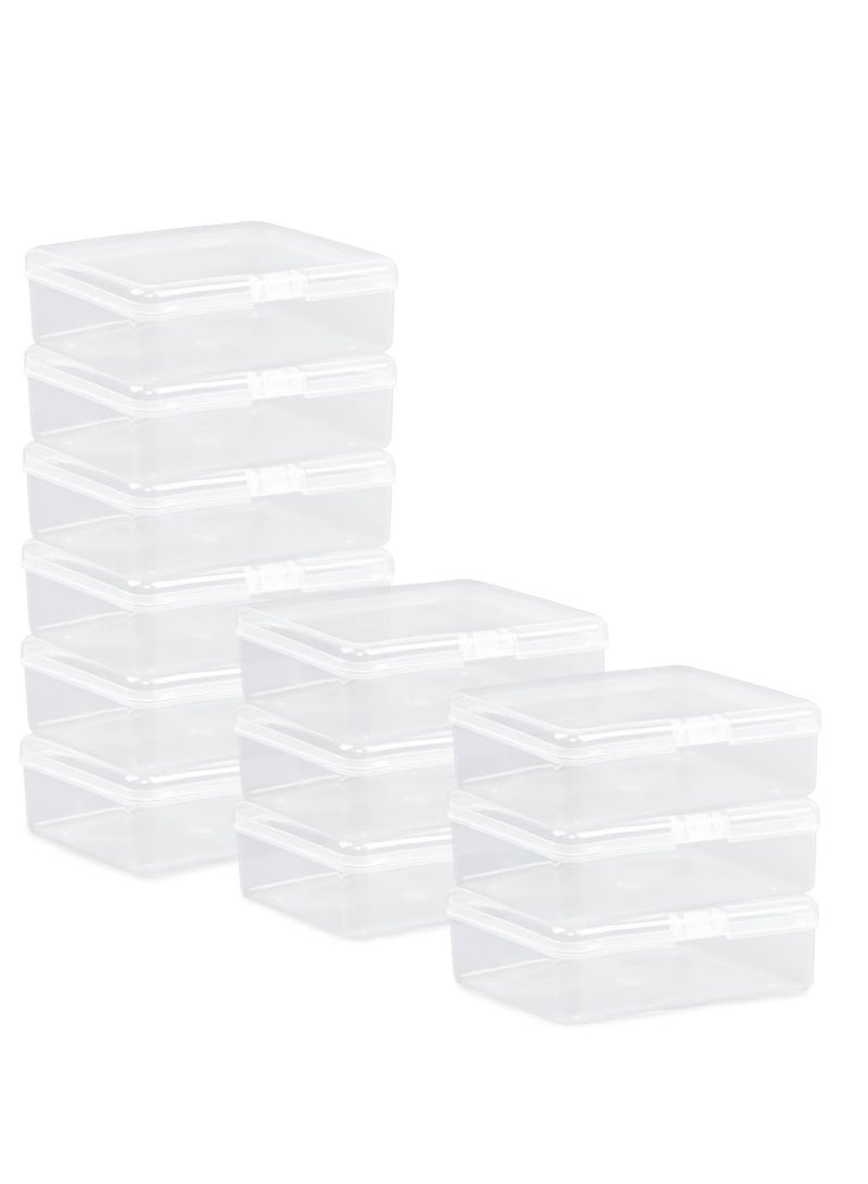 Rocutus Clear Plastic Beads Storage Containers Empty Mini Storage Containers Box,12 Pack Plastic Storage Containers with Lids,Beads Storage Box with Hinged Lid for Beads,Earplugs,Pins, Small Items (4.1 x 2.9 - Image 1