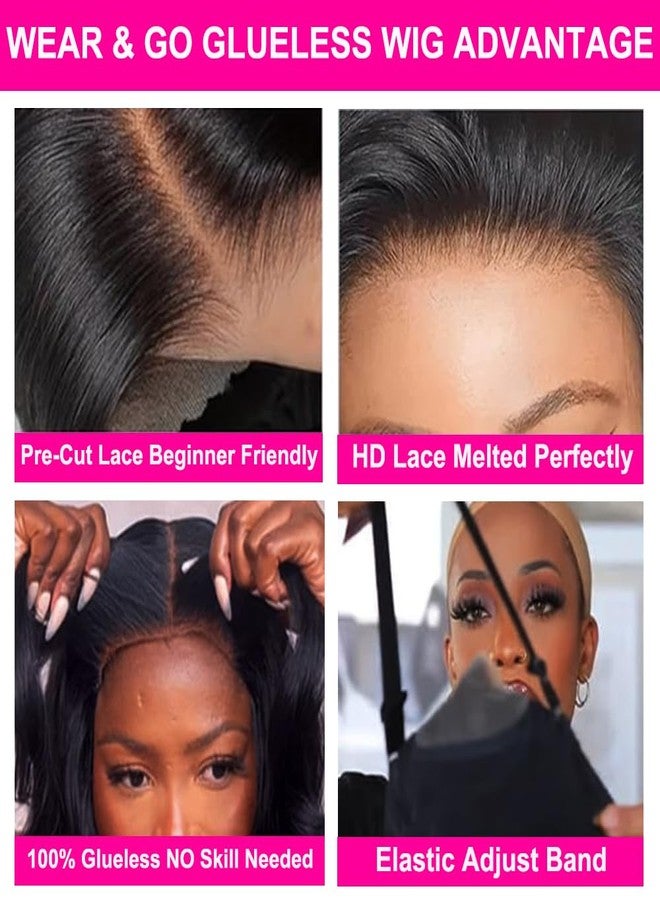 seelaak باروكة بوب بدون لاصق من شعر الإنسان، مقصوصة مسبقًا، قصيرة، مستقيمة، مع لاصق أمامي 4x4، باروكات شعر إنسان للمبتدئين، لون أسود طبيعي، قابلة للتعديل من 22.5 إلى 26 بوصة (8 بوصة) - Image 3