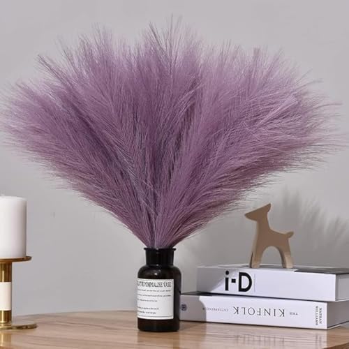 VERVENIX 3-Piece Artificial Pampas Grass | Fluffy Faux Pampas Stems for Home Décor, Office, Festive & Wedding Decoration – Without Vase (Sunset Purple, 3 Stems) - Image 1