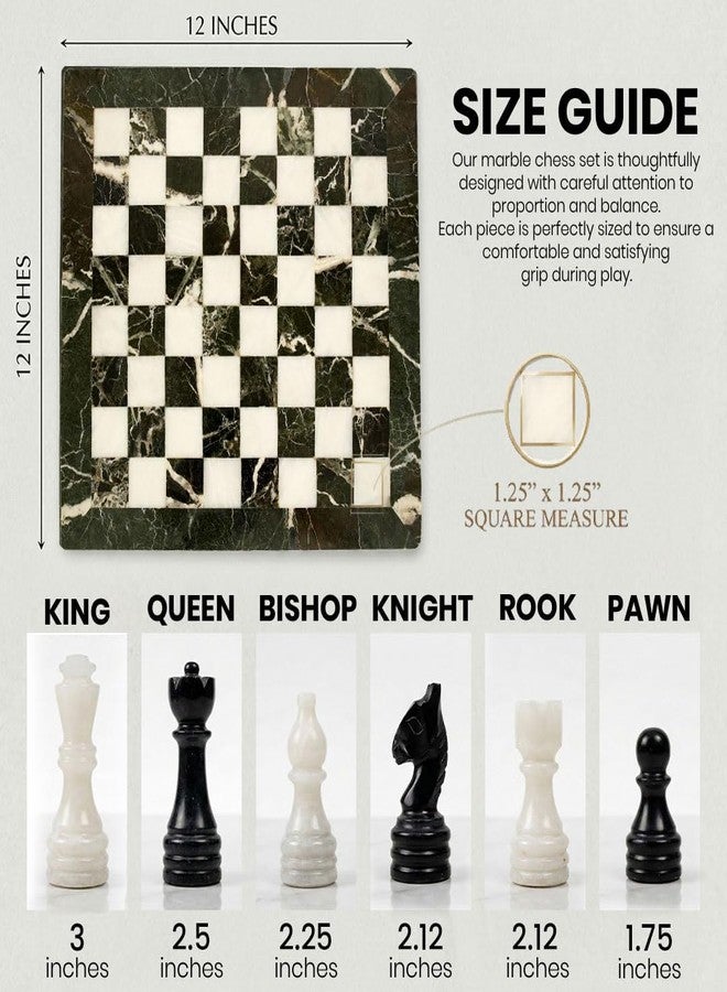 OceanicX Premium Marble Chess Set with Elegant Storage Box – Handcrafted Chessboard with Contrasting Brown & White Stone Pieces for Classic Home Décor and Strategy Enthusiasts (12x12 inch, Black Zebra White) - Image 3