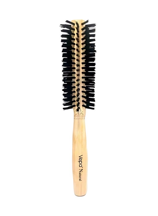 Vepa N-023 Natural Wooden Round Hair Brush – Heat & Water Resistant Styling Brush with Soft Bristles & Ergonomic Grip | Ideal for Thick, Curly & Straight Hair | Beige