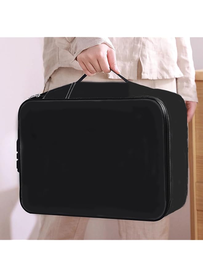 erorex Oxdocument Organizer With Safe Code Lock Storage Pouch Credential Bag Important Document And File Pocket Laptop Notebooks Bank Cards Valuables Travel Bag With Separators Black  - Image 2