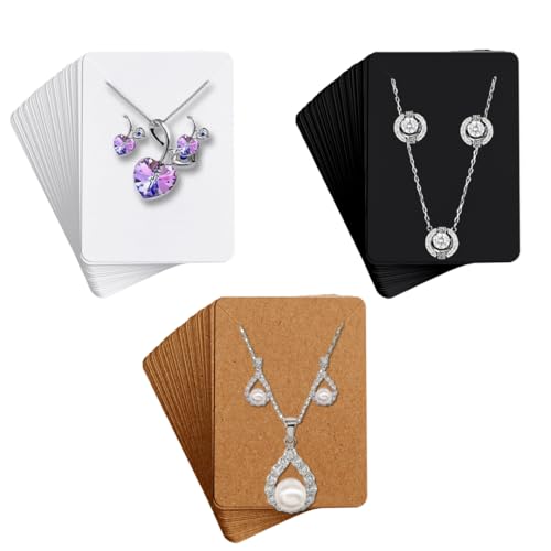 Festiko Paper Jewellery Display Cards (Black|White|Kraft, Pack of 150 Pcs), Jewellery Tags for Earring & Necklace, Rectangle Display Cards For Ornaments - Image 1