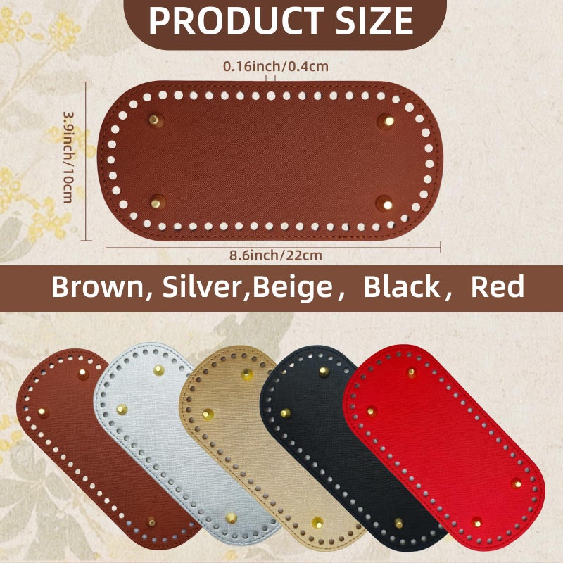 IIDEA 5PCS Oval Crochet Bag Bottom Bases 8.7 x 4 Inch PU Leather Purse Bottom Pads with Holes DIY Knitting Bag Shaper for Handbags,Totes,Shoulder Bags & Craft Supplies - Image 2