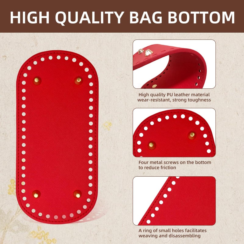 IIDEA 5PCS Oval Crochet Bag Bottom Bases 8.7 x 4 Inch PU Leather Purse Bottom Pads with Holes DIY Knitting Bag Shaper for Handbags,Totes,Shoulder Bags & Craft Supplies - Image 3
