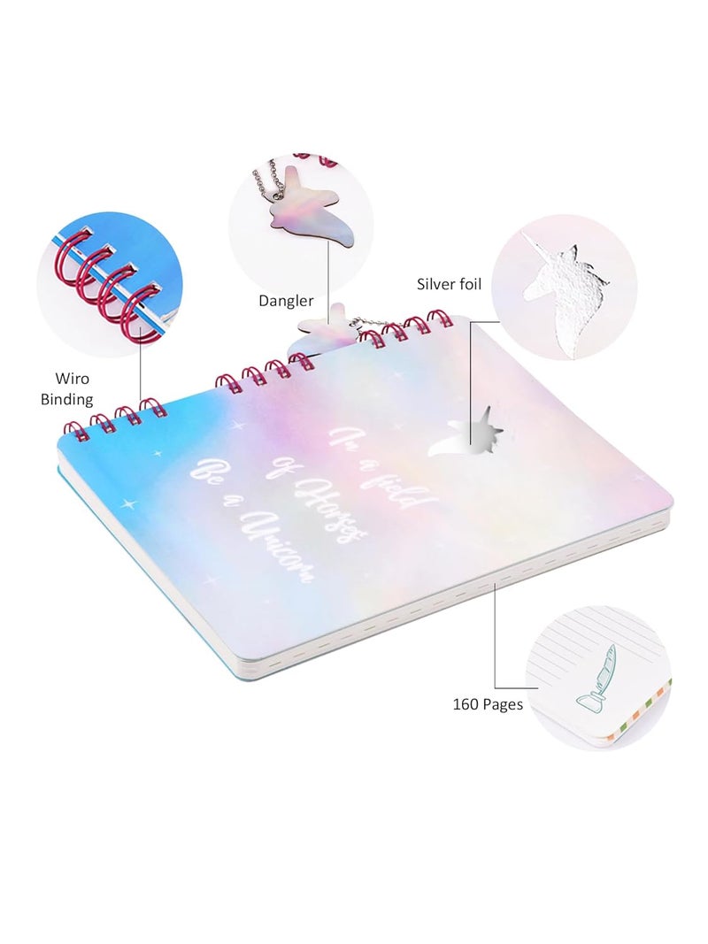 Doodle Hardbound Spiral Notebook Diary with Bookmark Dangler and 100+ Stickers | B5 | 160 Undated Ruled Pages | 80 gsm Acid Free Paper | Open Flat To Write Comfortably (Unicorn) - Image 3