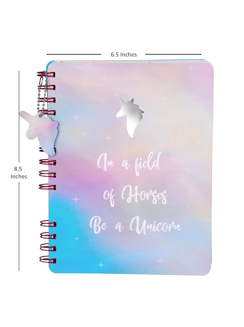 Doodle Hardbound Spiral Notebook Diary with Bookmark Dangler and 100+ Stickers | B5 | 160 Undated Ruled Pages | 80 gsm Acid Free Paper | Open Flat To Write Comfortably (Unicorn) - Image 2