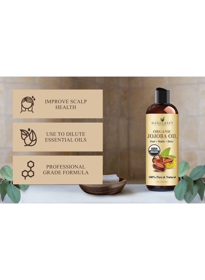 handcraft Blends زيت الجوجوبا العضوي المعتمد من وزارة الزراعة الأمريكية 8 أونصة سائلة 100% نقي وطبيعي زيت الجوجوبا للبشرة والوجه والشعر مرطب عميق ومضاد للشيخوخة زيت الجوجوبا للرجال والنساء - Image 4