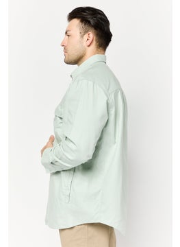 Selected Homme Men Fashion Fit Plain Long Sleeves Casual Shirt, Light Green  - Image 3