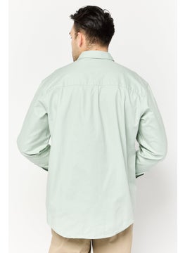 Selected Homme Men Fashion Fit Plain Long Sleeves Casual Shirt, Light Green  - Image 4