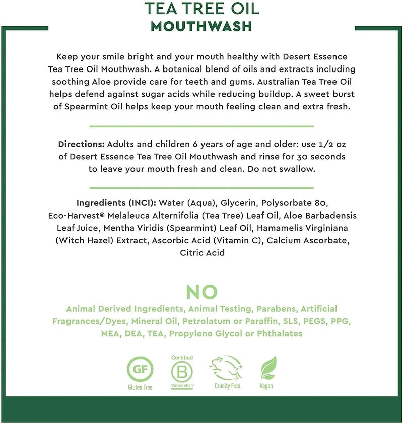 Desert Essence Natural Refreshing Tea Tree Oil Mouthwash - 8fl oz - Image 3
