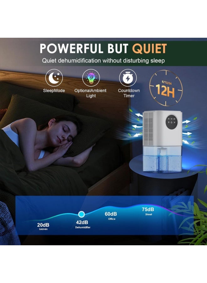 ELORA Electric Dehumidifier with Large Water Tank | 8H/12H/24H Timer | LED Mood Light | Quiet Portable Moisture Absorber for Home, Bedroom & Office - Image 2