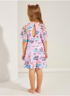 Styli Graphic Print Ruffled Dress & Shorts Swim Set  - Image 5