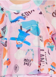Styli Graphic Print Ruffled Dress & Shorts Swim Set  - Image 3