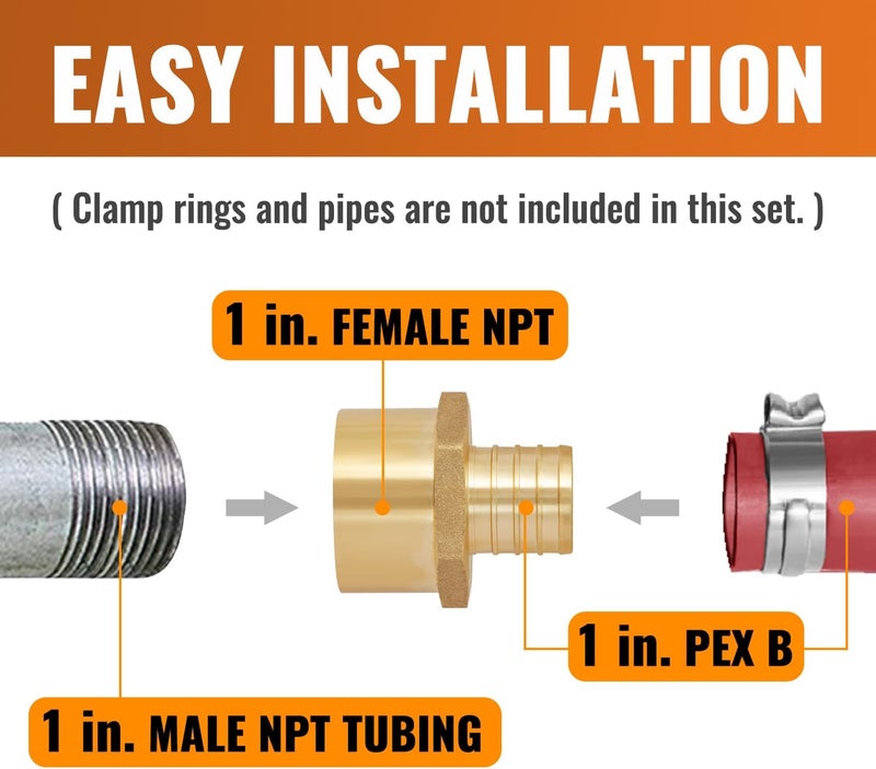 SUNGATOR 2-Pack 1" PEX to 1" Female NPT Brass Fittings, UPC Certified - Image 3