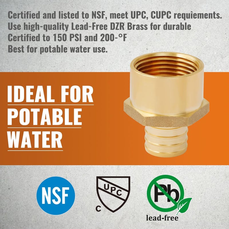 SUNGATOR 2-Pack 1" PEX to 1" Female NPT Brass Fittings, UPC Certified - Image 5