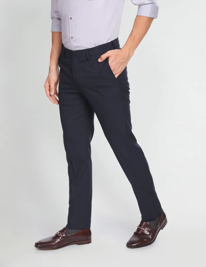 Regular Fit Solid Formal Trousers