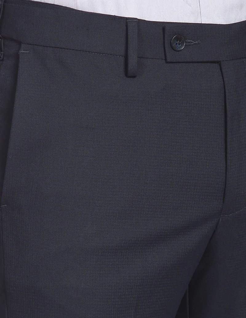 Arrow Navy Regular Fit Solid Formal Trousers for Men | Best Price UAE