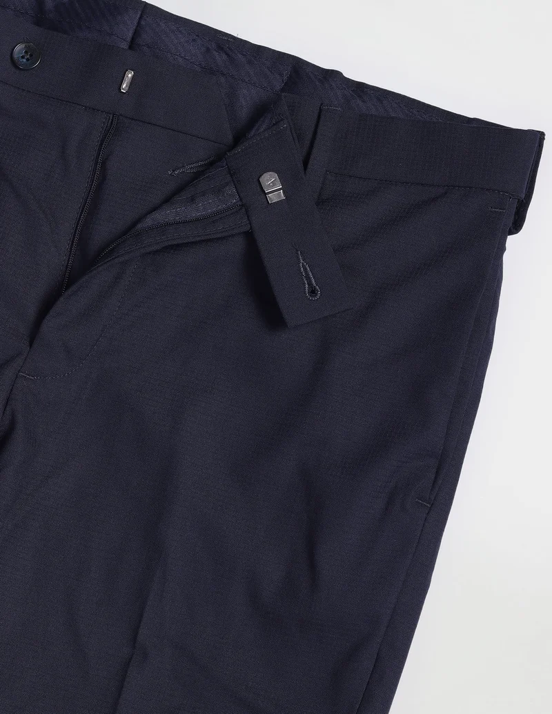 Arrow Navy Regular Fit Solid Formal Trousers for Men | Best Price UAE