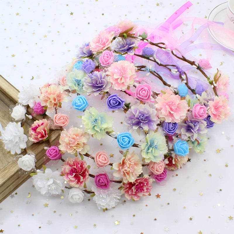 DDazzling Girls Breath Crown Flower Girl crown Floral Headband Wedding Hair Wreath Photo Props (White) - Image 4