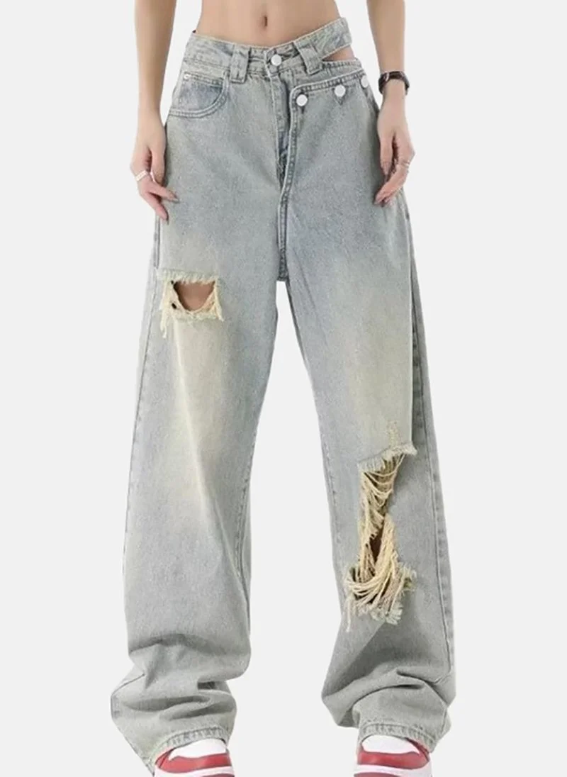 YUNIQEE Blue Solid Low Rise Relaxed Fit Jeans