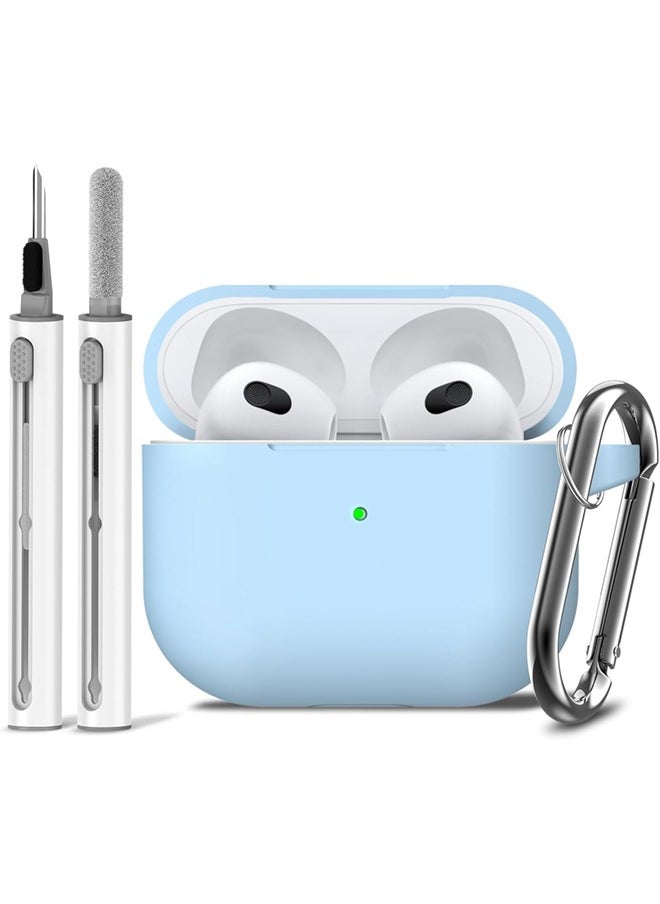 SJet - Soft Silicone Protective Case Cover for AirPods 4 with Cleaner Kit and Keychain(Sky Blue) - Image 1