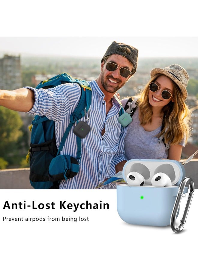 SJet - Soft Silicone Protective Case Cover for AirPods 4 with Cleaner Kit and Keychain(Sky Blue) - Image 1