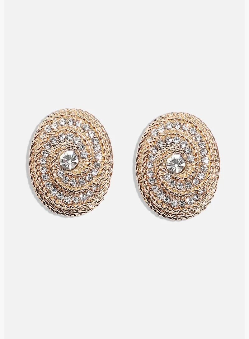 SOHI Gold Plated Designer Stone Party Wear Stud For Women