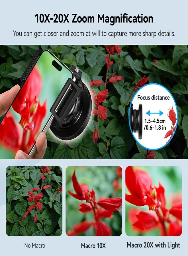 APEXEL 10-20X Macro Lens for iPhone & Android Phones | HD Photography Lens Kit with Universal Clip & 45-Mode Fill Light | Capture Still Life Close-Ups, Insects, Plants, Jewelry, Food & Small Objects - Image 3