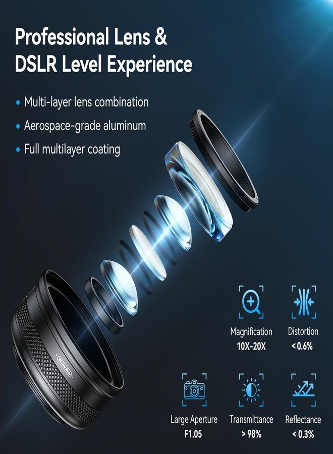 APEXEL 10-20X Macro Lens for iPhone & Android Phones | HD Photography Lens Kit with Universal Clip & 45-Mode Fill Light | Capture Still Life Close-Ups, Insects, Plants, Jewelry, Food & Small Objects - Image 2