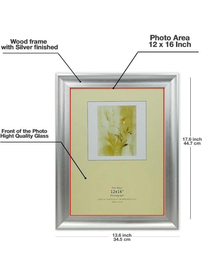 Decorhills DECORHILLS FRAMES & DECOR Rectangular Glass Photo with Wood, Wall Mount Display for 12x16 Inches Picture  - Image 4