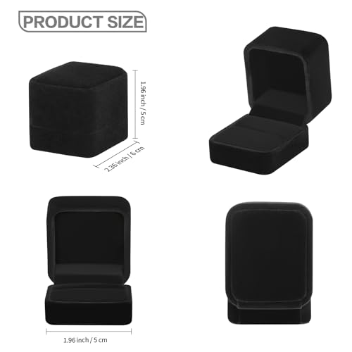 KUKUVR 2 Pieces Velvet Ring Gift Box, Small Ring Storage Boxes for Proposal Wedding Engagement Christmas Valentine's Day, Ring Earrings Stud Holder Display box for Woman - Image 2