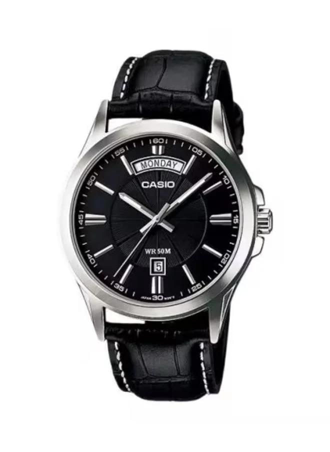CASIO Men's Analog Display Watch With Black Leather Strap - MTP-1381L-1A
