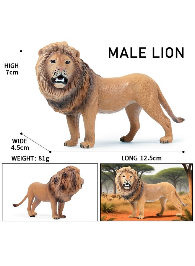 HALAMODO Lion Animal Model , Realistic Mini Wild Animal Statue, Solid Simulation Lion Action Figure, Children'S Cognitive Toy, Micro Cake Topper Decor, Party Birthday Gift Collection, 12.5*4.5*7 Cm - Image 1