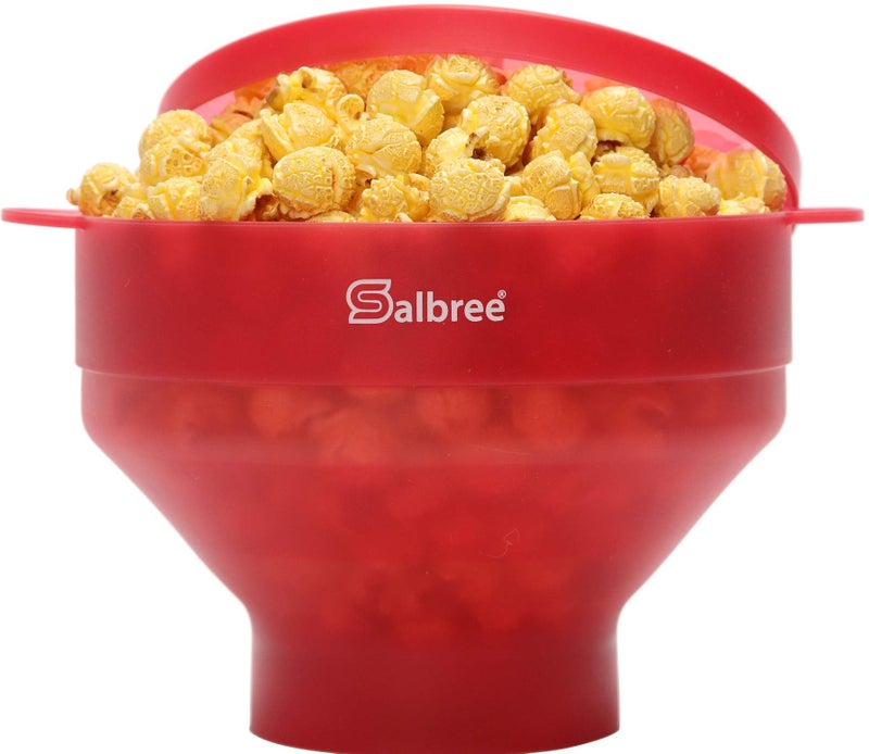 The Original Salbree Collapsible Silicone Microwave Popcorn Popper Maker Machine Microwavable Bowl Holds 16 Cups Uses Hot Air and Oil Always Optional  The Most Colors Available Clear Red