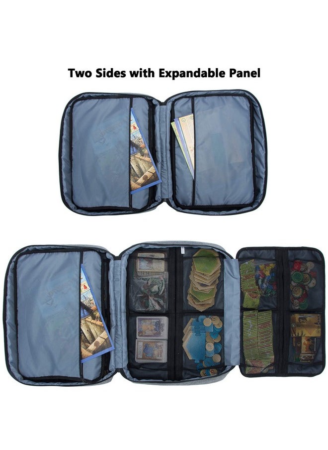 KISLANE - Board Game Carrying Case With 18 Pockets For Board Games Pieces Tokens Cards And More Expandable Board Game Storage Solution For Travel Party Gathering (Grey) - Image 1